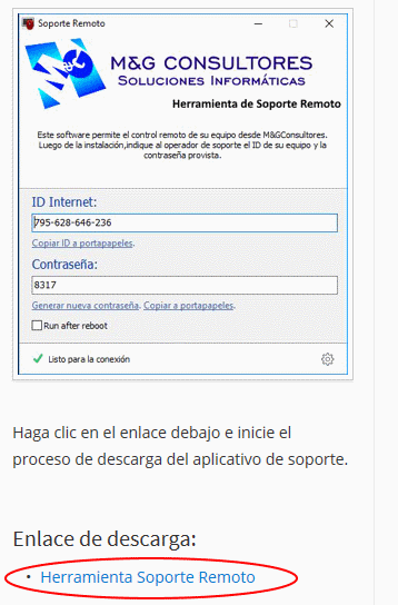 Paso 1 del instructivo de conexión remota